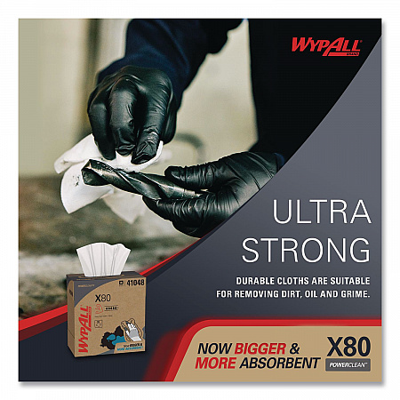Power Clean X80 Cloths, HYDROKNIT, POP-UP Box, 8.34 x 16.8, White, 76/Box, 5 Boxes/Carton (41048)