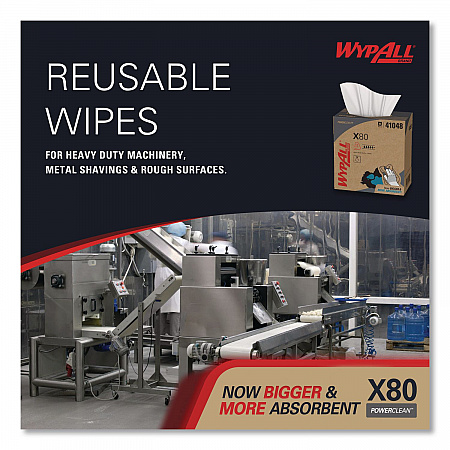 Power Clean X80 Cloths, HYDROKNIT, POP-UP Box, 8.34 x 16.8, White, 76/Box, 5 Boxes/Carton (41048)