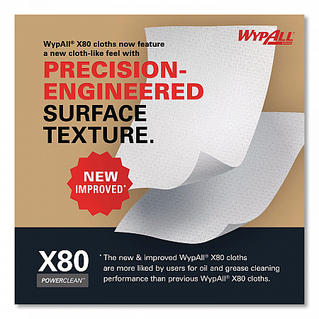 Power Clean X80 Heavy Duty Cloths, Jumbo Roll, Perforated,12.4 x 12.2, Red, 455 Wipers/Roll (41055)