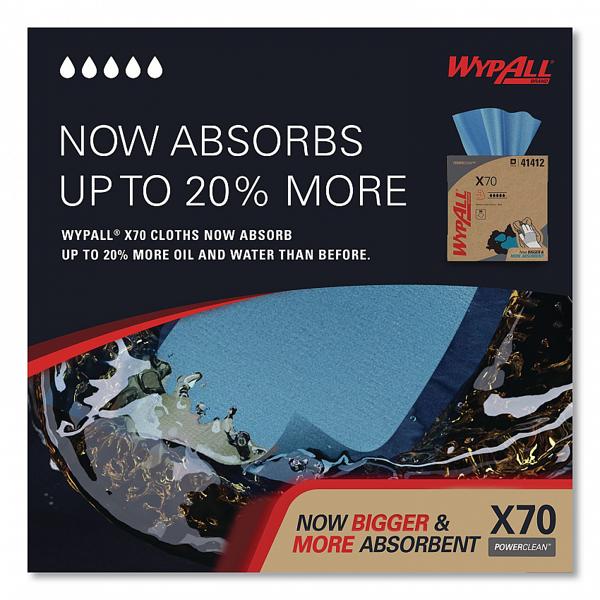 X70 Cloths, POP-UP Box, 9.13 x 16.8, Blue, 96/Box, 10 Boxes/Carton (41412)