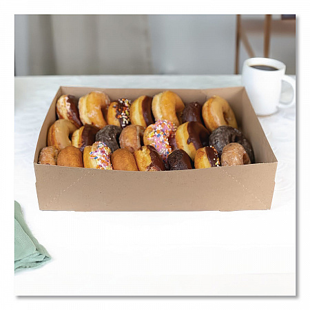 Kraft Donut Trays, 13.5 x 9.88 x 3.38, Brown, Paper, 150/Carton (1268)