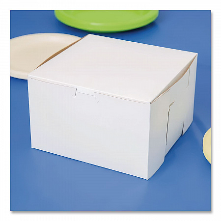 White One-Piece Non-Window Bakery Boxes, 8 x 8 x 5, White, Paper, 100/Carton (09455)