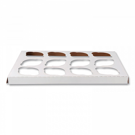 Cupcake Holder Inserts, 12-Cupcake Holder, 9.88 x 13.88 x 0.88, White/Brown, Paper, 200/Carton (10016)