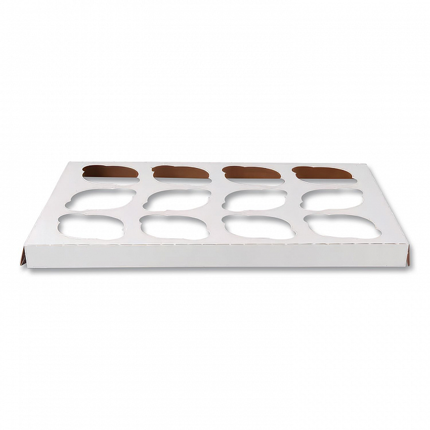 Cupcake Holder Inserts, 12-Cupcake Holder, 9.88 x 13.88 x 0.88, White/Brown, Paper, 200/Carton (10016)