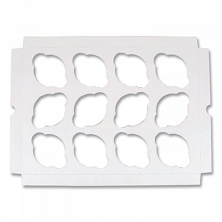 Cupcake Holder Inserts, 12-Cupcake Holder, 9.88 x 13.88 x 0.88, White/Brown, Paper, 200/Carton (10016)