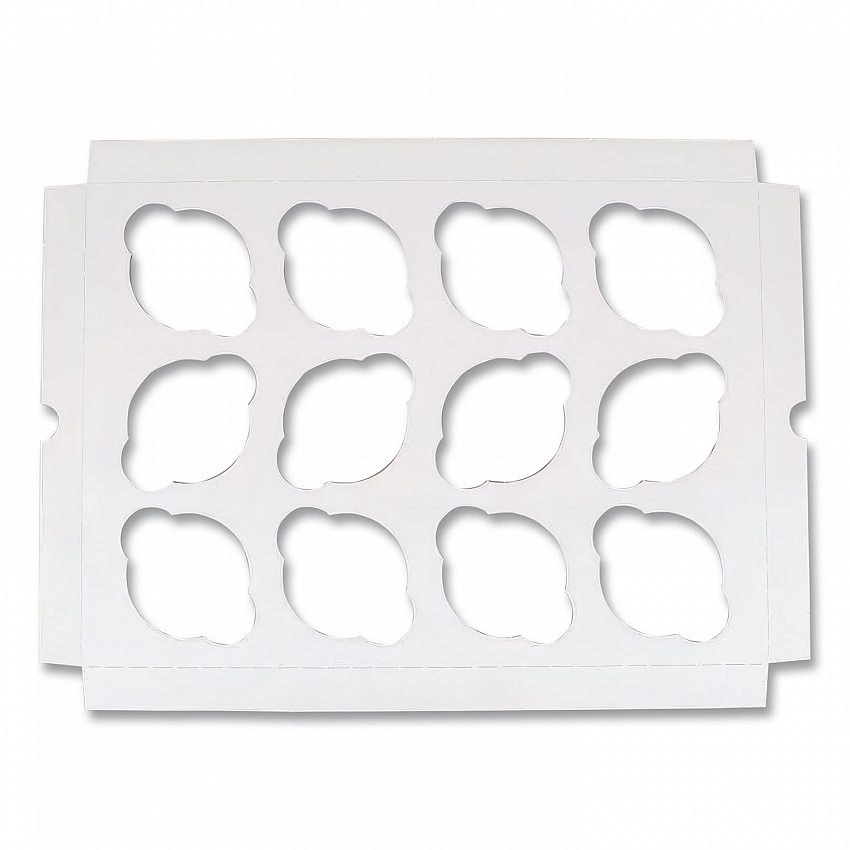 Cupcake Holder Inserts, 12-Cupcake Holder, 9.88 x 13.88 x 0.88, White/Brown, Paper, 200/Carton (10016)