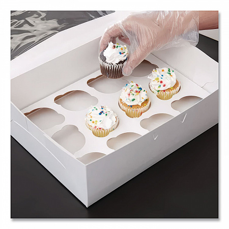 Cupcake Holder Inserts, 12-Cupcake Holder, 9.88 x 13.88 x 0.88, White/Brown, Paper, 200/Carton (10016)