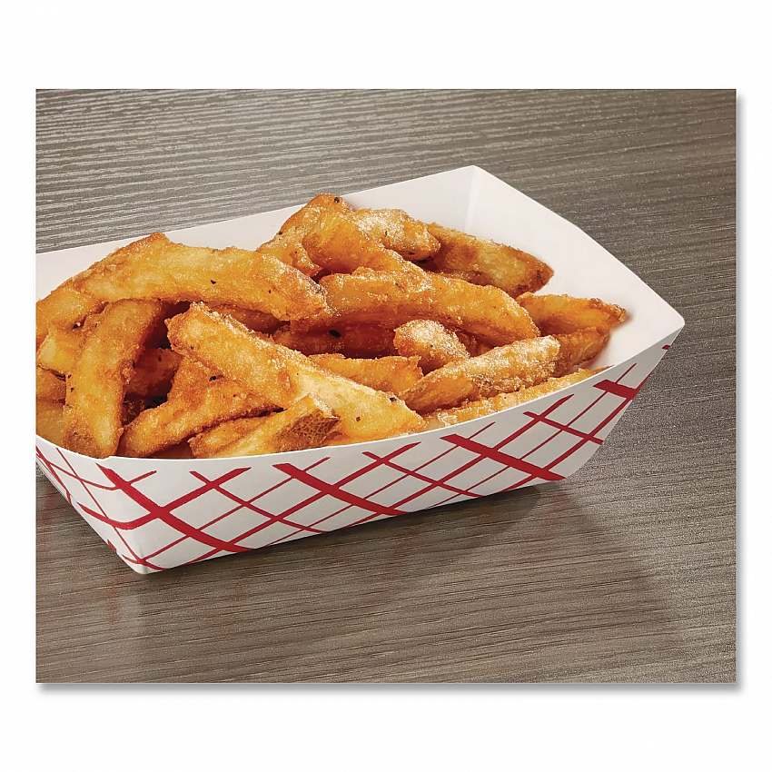 Paper Food Baskets, 1 lb Capacity, Red/White, Paper, 1,000/Carton (0413)