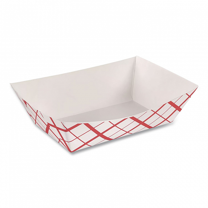 Paper Food Baskets, 2 lb Capacity, Red/White, Paper, 1,000/Carton (0417)