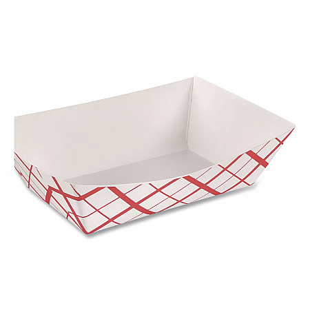 Paper Food Baskets, 3 lb Capacity, 7.2 x 4.95 x 1.94, Red/White, Paper, 500/Carton (0425)