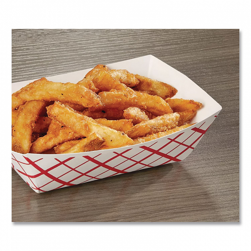 Paper Food Baskets, 3 lb Capacity, 7.2 x 4.95 x 1.94, Red/White, Paper, 500/Carton (0425)