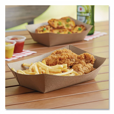 Eco Food Trays, 2 lb Capacity, Brown, Paper, 1,000/Carton (0517)
