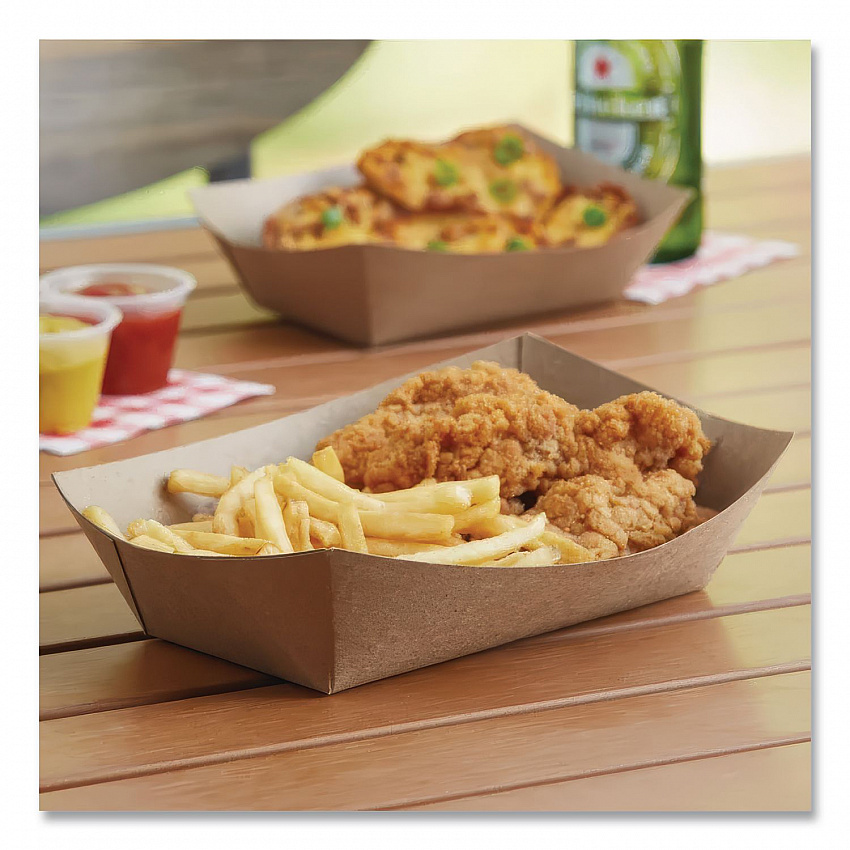Eco Food Trays, 2 lb Capacity, Brown, Paper, 1,000/Carton (0517)