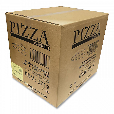 White Pizza Clamshells, 9.25 x 9 x 1.69, White, Paper, 400/Carton (0719)