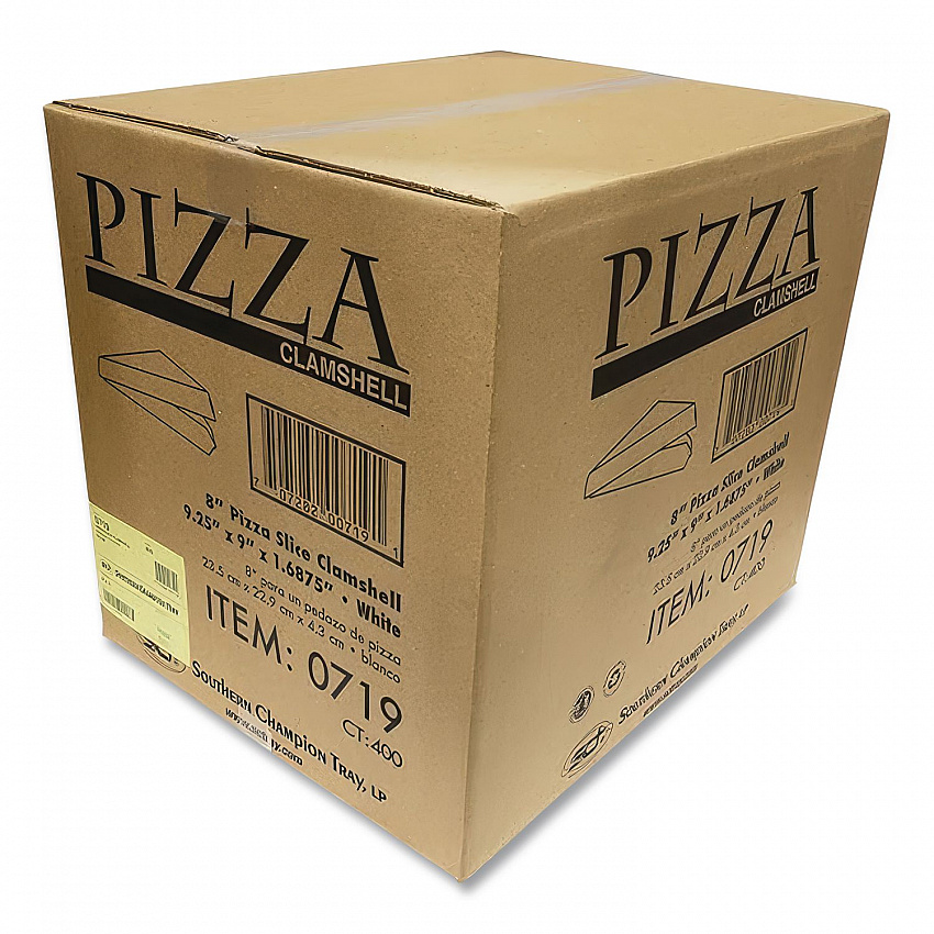 White Pizza Clamshells, 9.25 x 9 x 1.69, White, Paper, 400/Carton (0719)