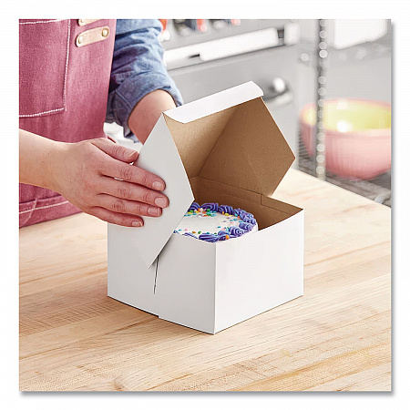 White One-Piece Non-Window Bakery Boxes, 6 x 6 x 4, White, Paper, 250/Bundle (0909)