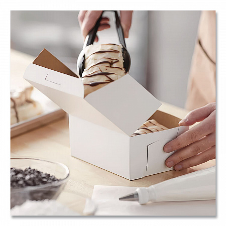 White One-Piece Non-Window Bakery Boxes, 6.25 x 3.75 x 2.13, White, Paper, 250/Bundle (0911)