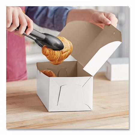 White One-Piece Non-Window Bakery Boxes, 4 x 9 x 5, White, Paper, 250/Carton (0949)