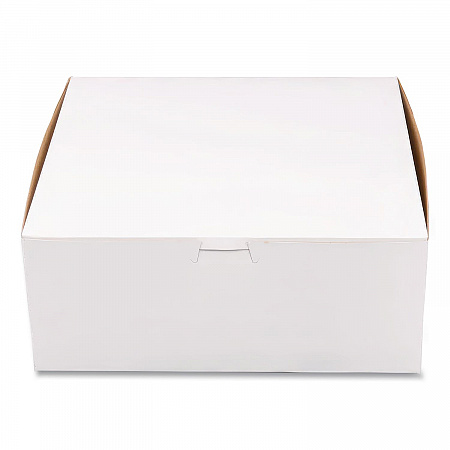 White One-Piece Non-Window Bakery Boxes, 10 x 10 x 4, White, Paper, 100/Carton (0973)