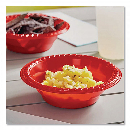 Party Plastic Premium Dinnerware, Bowl, 12 oz, Red, 24/Pack (CB1220202)