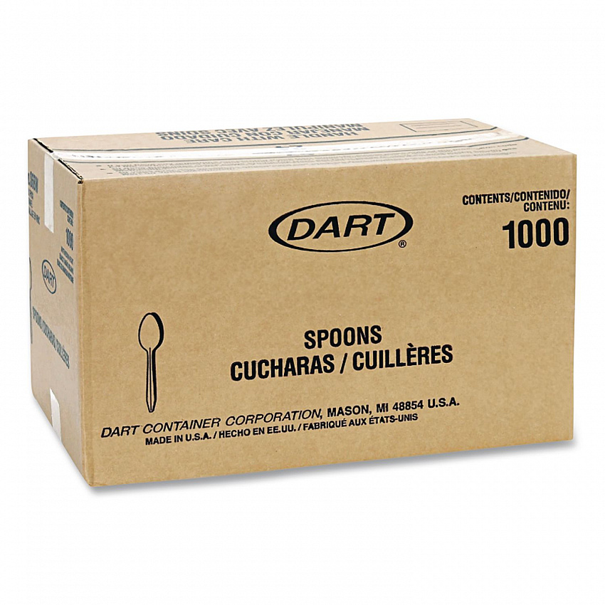 Reliance Mediumweight Cutlery, Individually Wrapped, Spoon, Plastic, White, 1,000/Carton (RSW3)