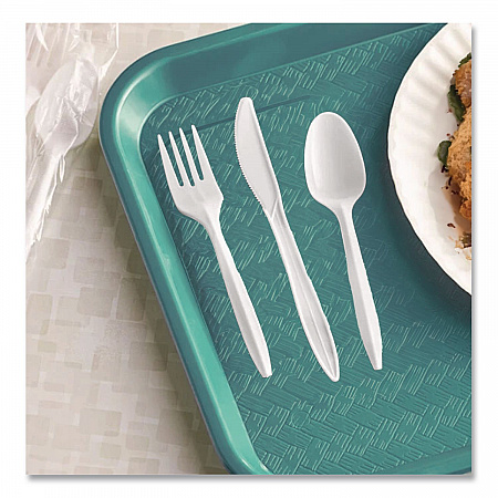 Reliance Mediumweight Cutlery Kit, Fork/Knife/Spoon, Plastic, White, 500/Carton (RSW7Z)