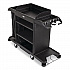 Full-Size Housekeeping Cart, Plastic, 3 Shelves, 1 Bin, 24.4 x 62.4 x 49, Black (2202581)