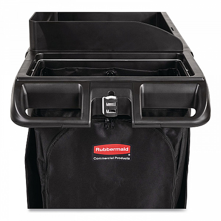 Full-Size Housekeeping Cart, Plastic, 3 Shelves, 1 Bin, 24.4 x 62.4 x 49, Black (2202581)
