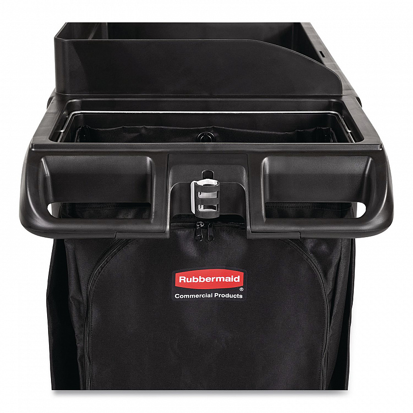 Full-Size Housekeeping Cart, Plastic, 3 Shelves, 1 Bin, 24.4 x 62.4 x 49, Black (2202581)