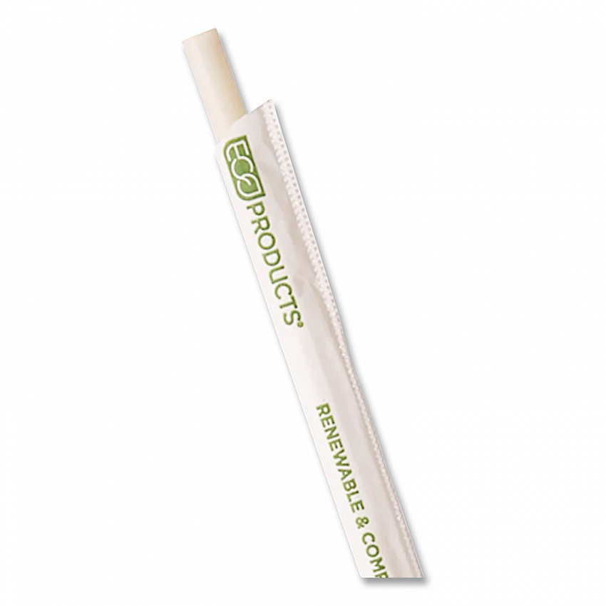 Jumbo Wrapped Paper Straw, 7.75", 6 mm Diameter, White, 3,000/Carton (EPSTP76WHT)