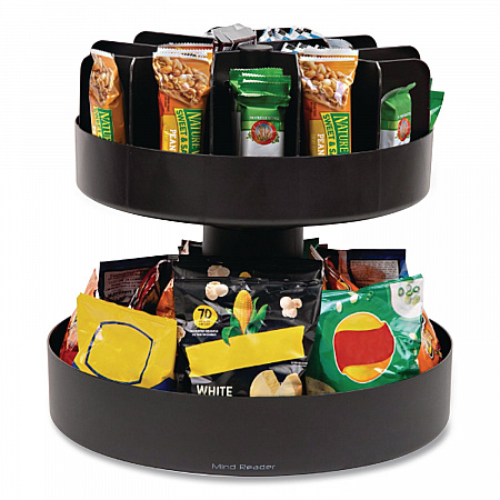 Supreme Lazy Suzan Condiment/Snack Organizer, 2 Compartments, 22.05 x 2.05 x 16.14, Black (SNACKCARBLK)