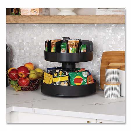 Supreme Lazy Suzan Condiment/Snack Organizer, 2 Compartments, 22.05 x 2.05 x 16.14, Black (SNACKCARBLK)