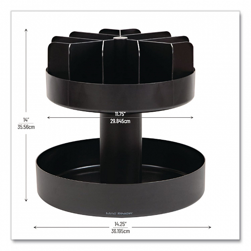 Supreme Lazy Suzan Condiment/Snack Organizer, 2 Compartments, 22.05 x 2.05 x 16.14, Black (SNACKCARBLK)