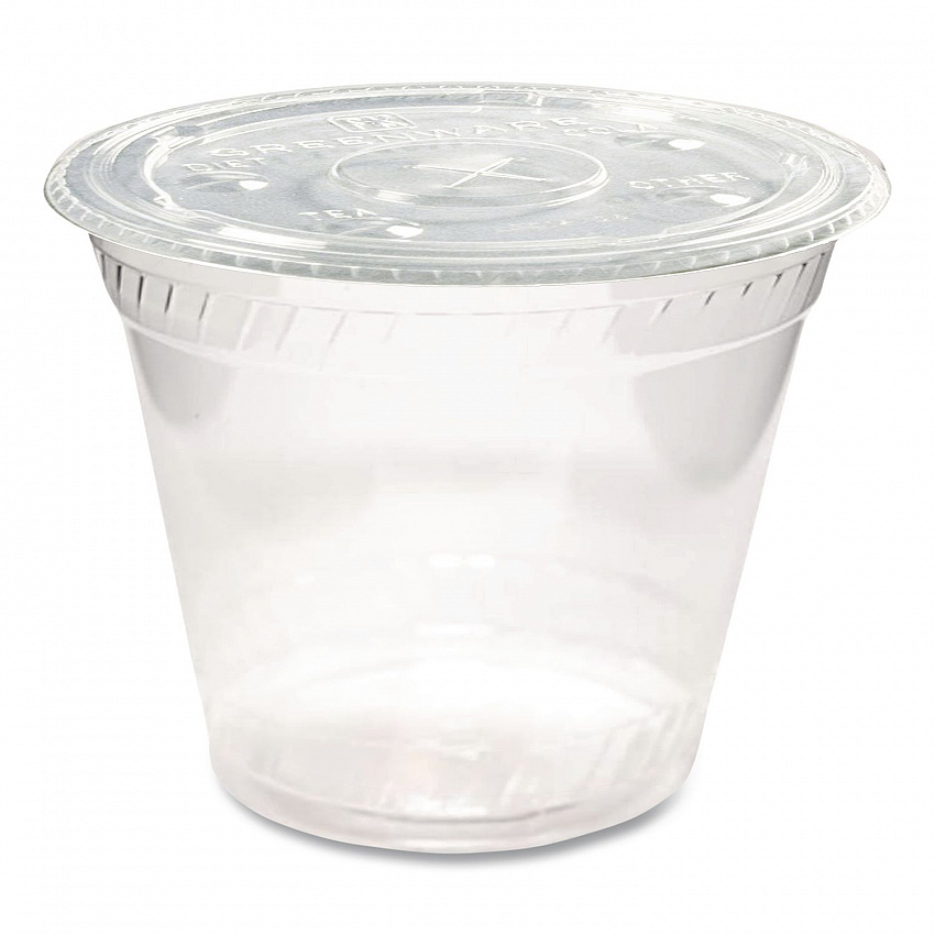 Greenware Cold Drink Lids, Fits 9 oz Old Fashioned Cups/12 oz Squat Cups/20 oz Cups, Plastic, Clear, 1,000/Carton (LGC1220)