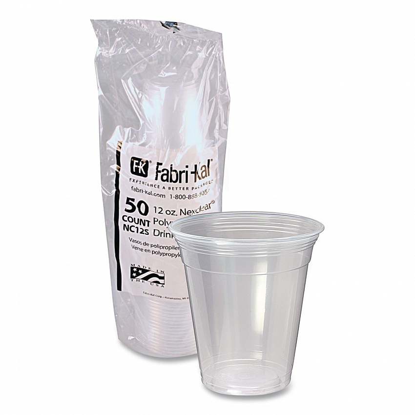 Nexclear Polypropylene Drink Cups, 12 to 14 oz, Plastic, Clear, 50/Bag, 20 Bags/Carton (NC12S)