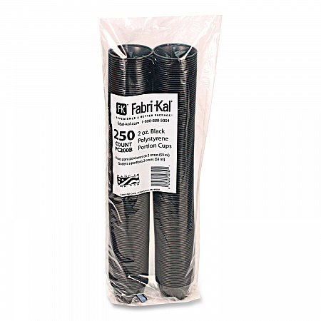 Portion Cups, 2 oz, Plastic, Black, 250/Sleeve, 10 Sleeves/Carton (PC200B)