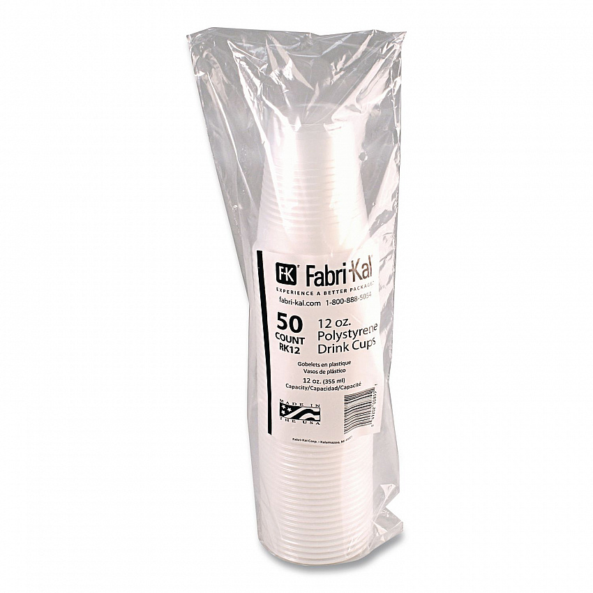 RK Ribbed Cold Drink Cups, 12 oz, Plastic, Translucent, 50/Sleeve, 20 Sleeves/Carton (RK12)