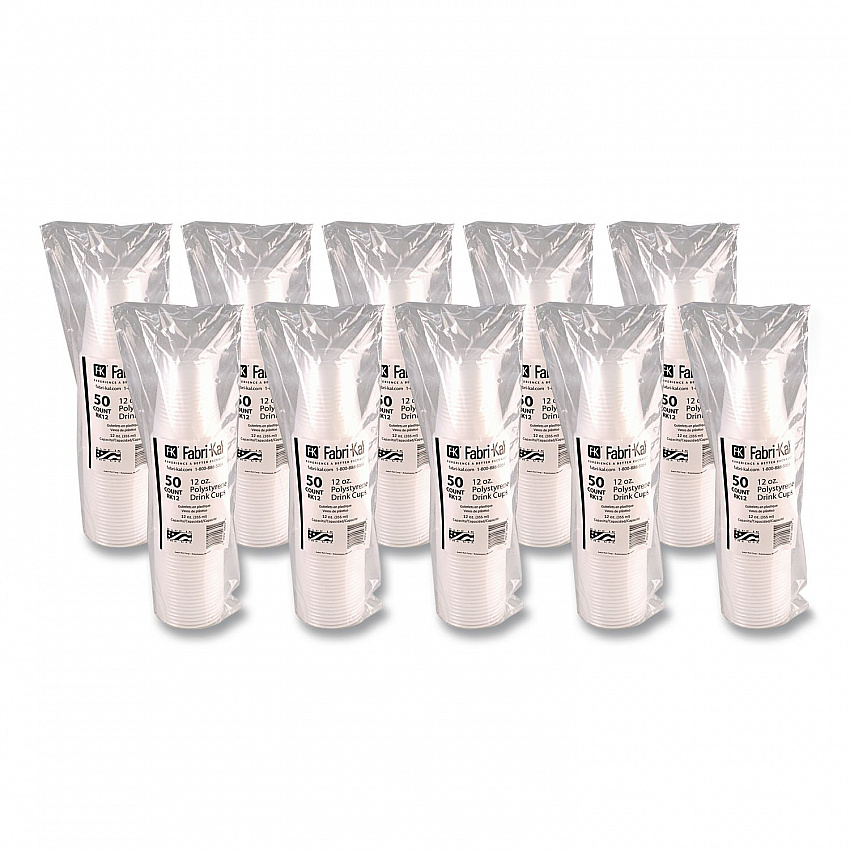 RK Ribbed Cold Drink Cups, 12 oz, Plastic, Translucent, 50/Sleeve, 20 Sleeves/Carton (RK12)