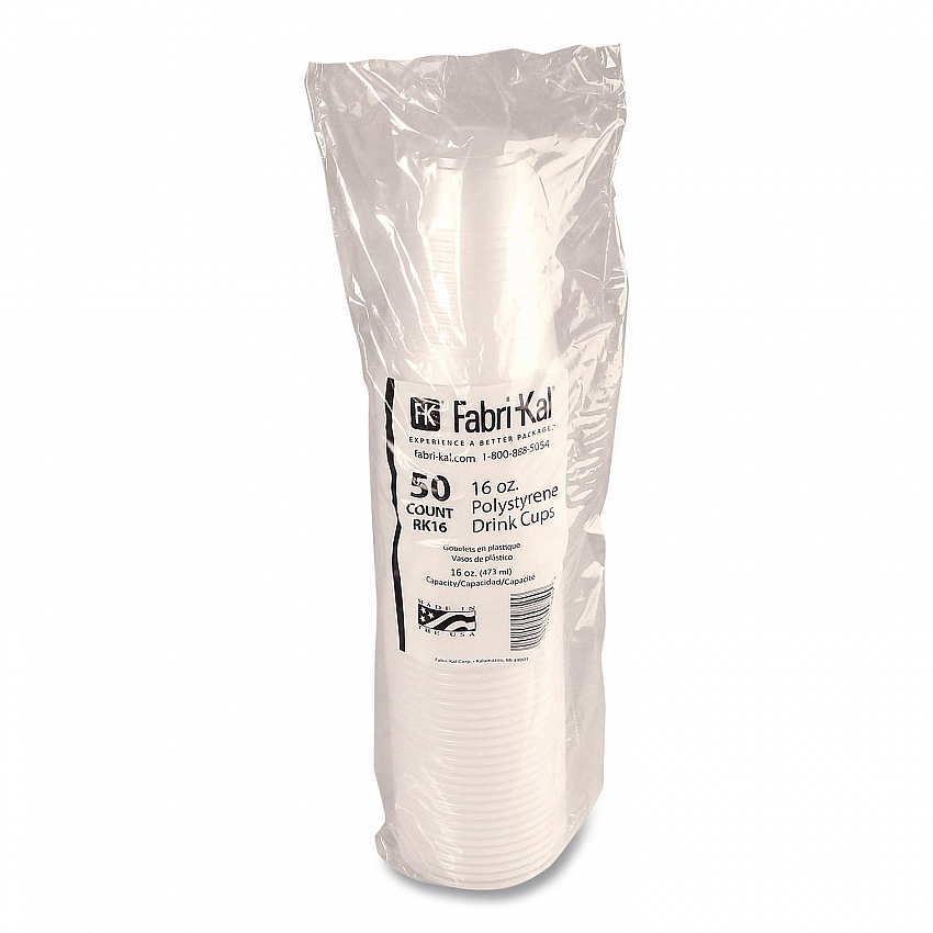 RK Ribbed Cold Drink Cups, 16 oz, Plastic, Translucent, 50/Sleeve, 20 Sleeves/Carton (RK16)