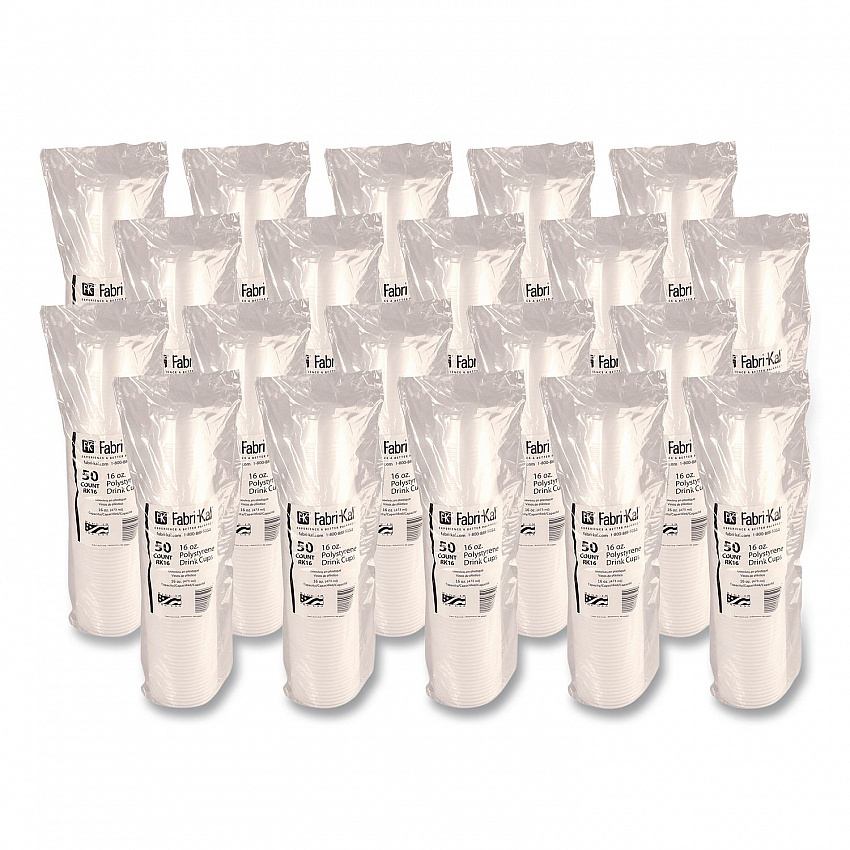 RK Ribbed Cold Drink Cups, 16 oz, Plastic, Translucent, 50/Sleeve, 20 Sleeves/Carton (RK16)