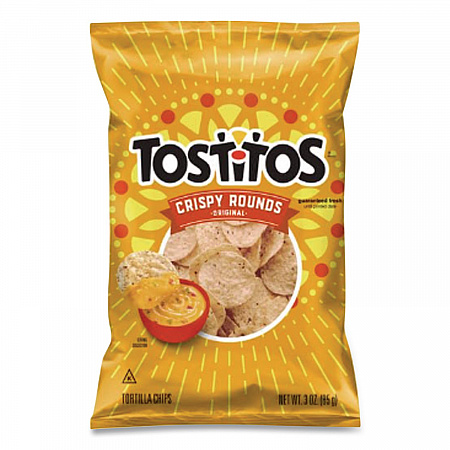 Tortilla Chips Crispy Rounds, 3 oz Bag, 28/Carton (20871)