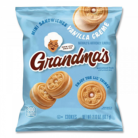 Mini Vanilla Creme Sandwich Cookies, 3.71 oz, 24/Carton (45095)