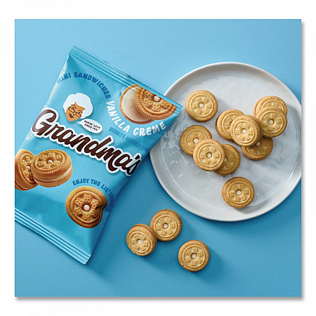 Mini Vanilla Creme Sandwich Cookies, 3.71 oz, 24/Carton (45095)