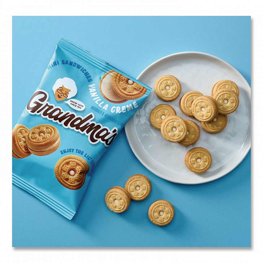 Mini Vanilla Creme Sandwich Cookies, 3.71 oz, 24/Carton (45095)