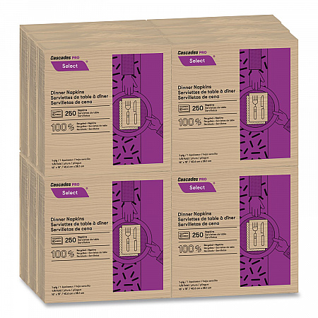 Select Dinner Napkins, 1-Ply, 16 x 15, Natural Brown, 250/Pack, 12 Packs/Carton (N055)
