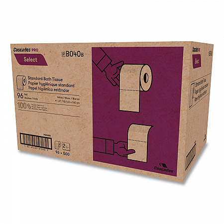 Select Standard Bath Tissue, Septic Safe, 2-Ply, White, 4 x 3.19, 500 Sheets/Roll, 96 Rolls/Carton (B040)