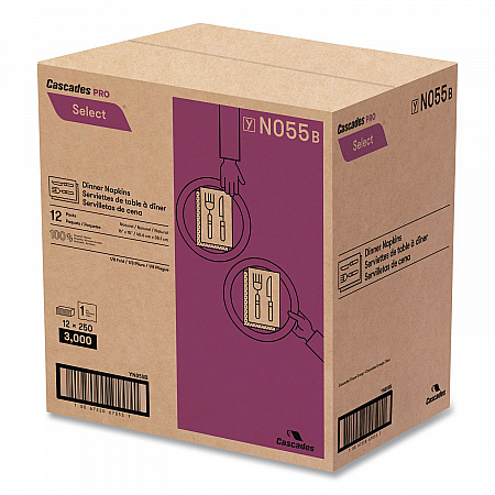 Select Dinner Napkins, 1-Ply, 16 x 15, Natural Brown, 250/Pack, 12 Packs/Carton (N055)