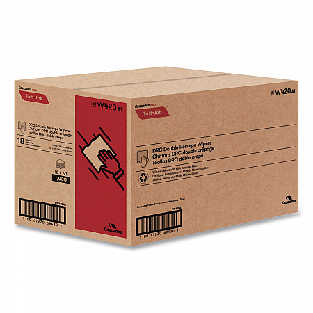 Tuff-Job S400 DRC Wipers, Medium, 12 x 13, White, 60/Pack, 18 Pack/Carton (W420)