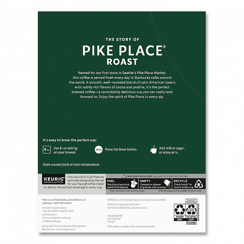 Pike Place Coffee K-Cups Pack, 24/Box (011111156)