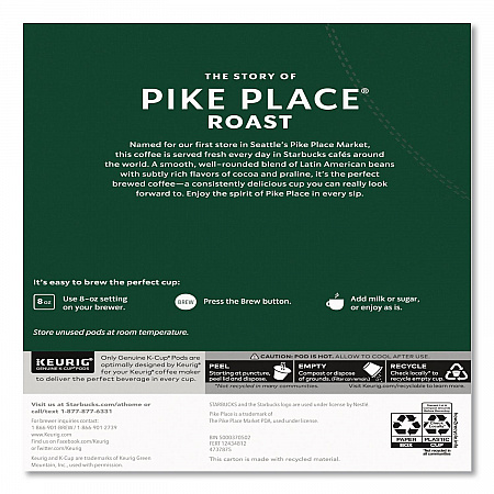 Pike Place Coffee K-Cups Pack, 24/Box, 4 Box/Carton (011111156CT)